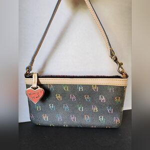 Dooney & Bourke Multicolor DB Mini Wristlet with Cream Trim